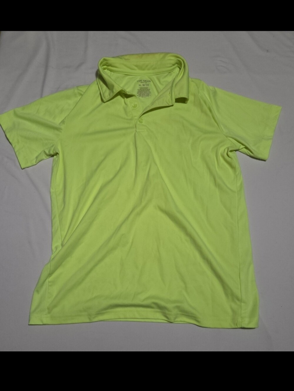 Tek gear boys 18-20 neon yellow collar athletic top #23